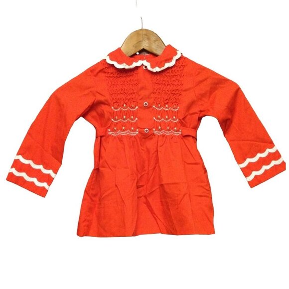 Vintage Polly Finders Kids Dress Hand Smocked Size 4T Peter Pan Collar - Picture 1 of 5